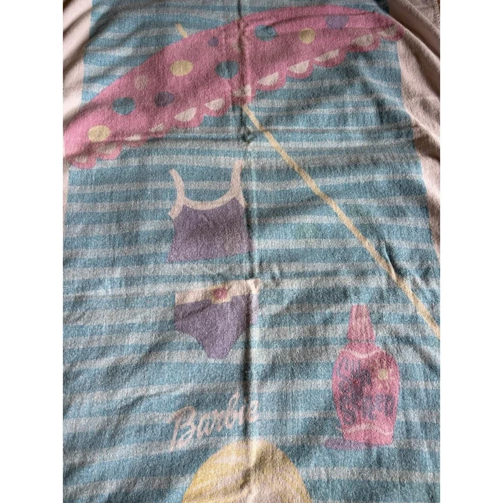 Vintage 2000 Barbie Beach Towel Purple Swimsuit Mattel Franco 52